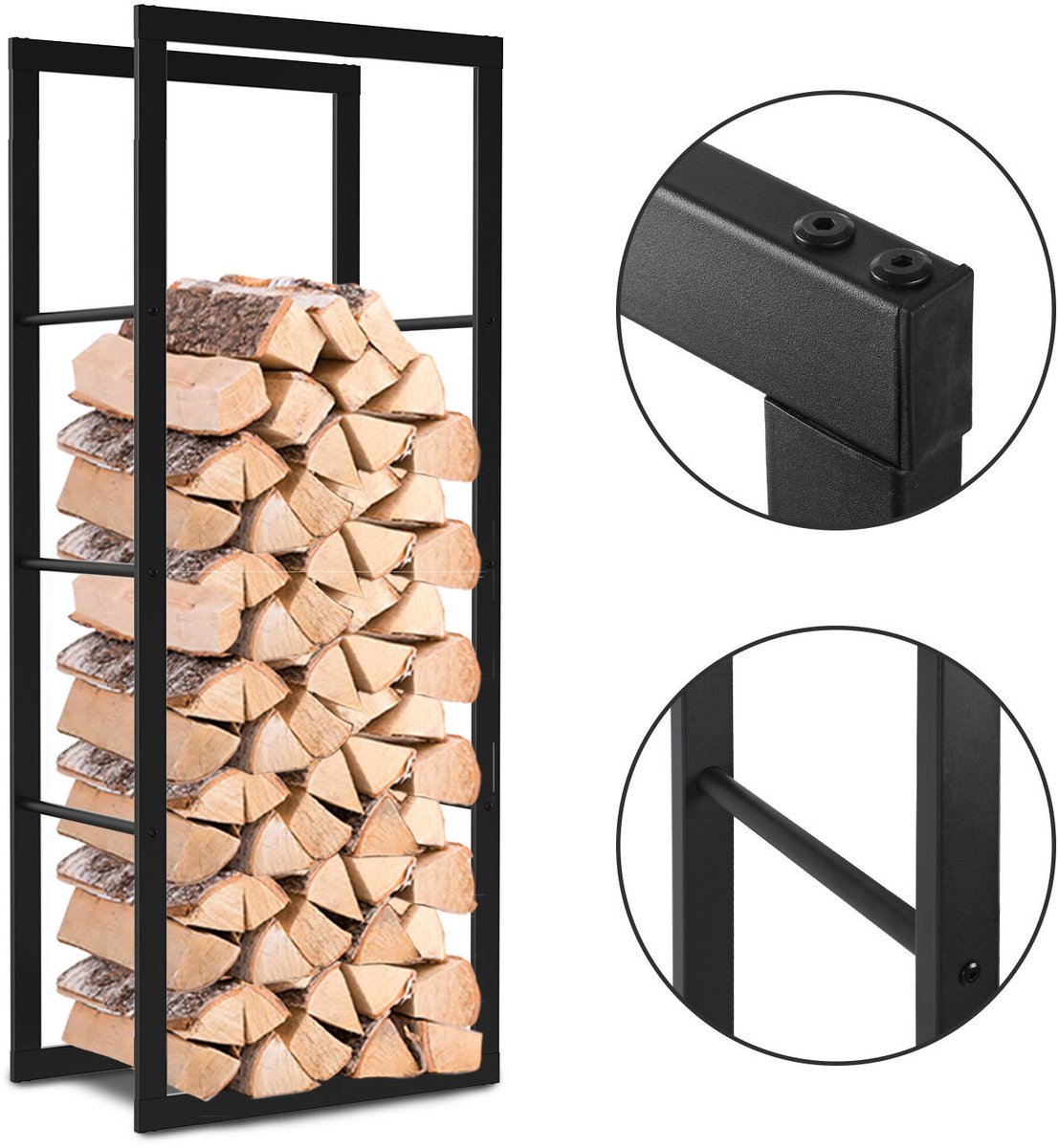 Houtbrander binnen/buiten 40 x 25 x 100 cm zwart metaal Houtbrander Easy Installation