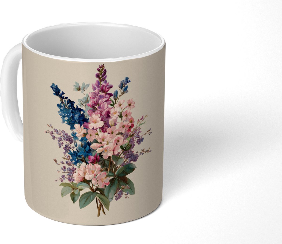 Mok - Koffiemok - Boeket - Beige - Harmonieus - Subtiel - Mokken - 350 ML - Beker - Koffiemokken - Theemok