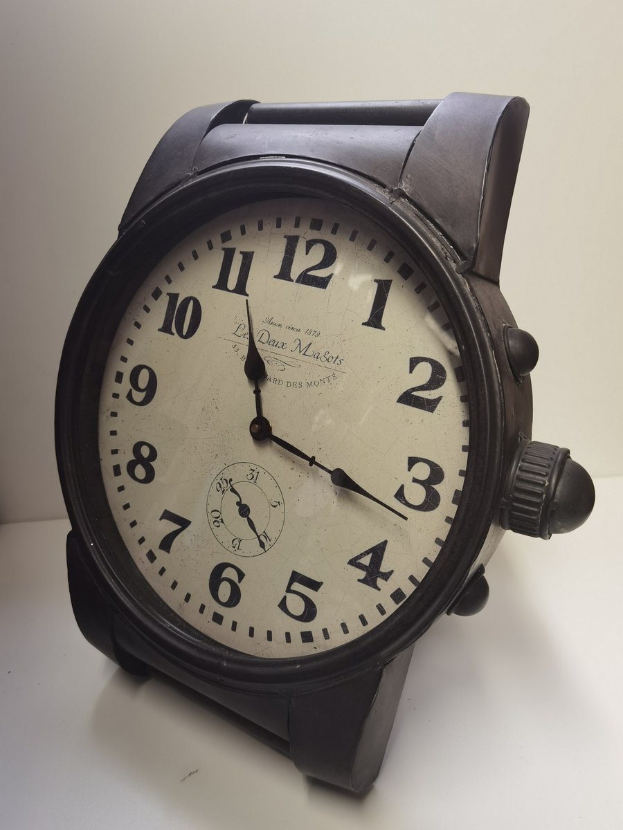 Klok - Tafel klok - Metaal - Bruin - XL - Landelijk - Hoogte 44cm - Ø35cm - Horloge model