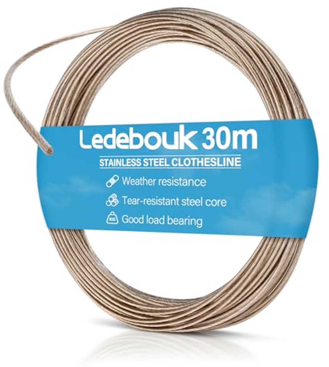 Wäscheleine 30 Meter Extra Stark mit Stahlkern – Flexible und Reißfeste Wäscheleine für Garten, Camping und Outdoor