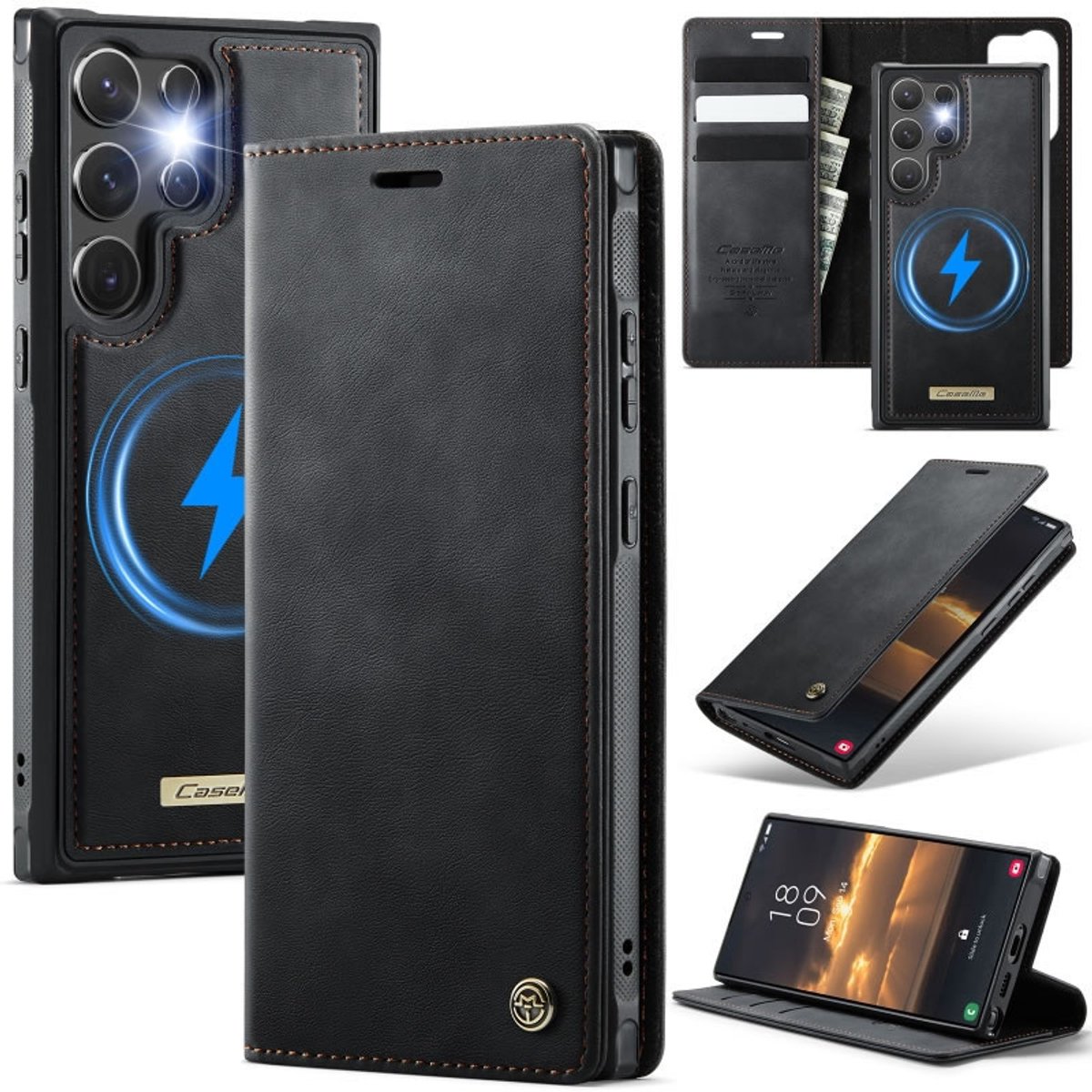 Luxe 2-in-1 Magnetische Afneembare Portemonneehoes + Backcover voor Galaxy S24 Ultra _ Zwart
