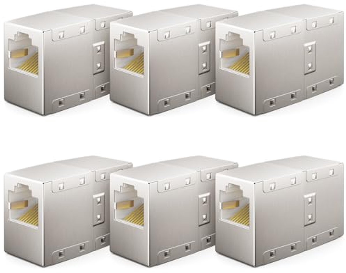 6 Stuks RJ45 Coupler voor Ethernet Netwerk - Gigabit LAN-Kabel Verlenging Adapter