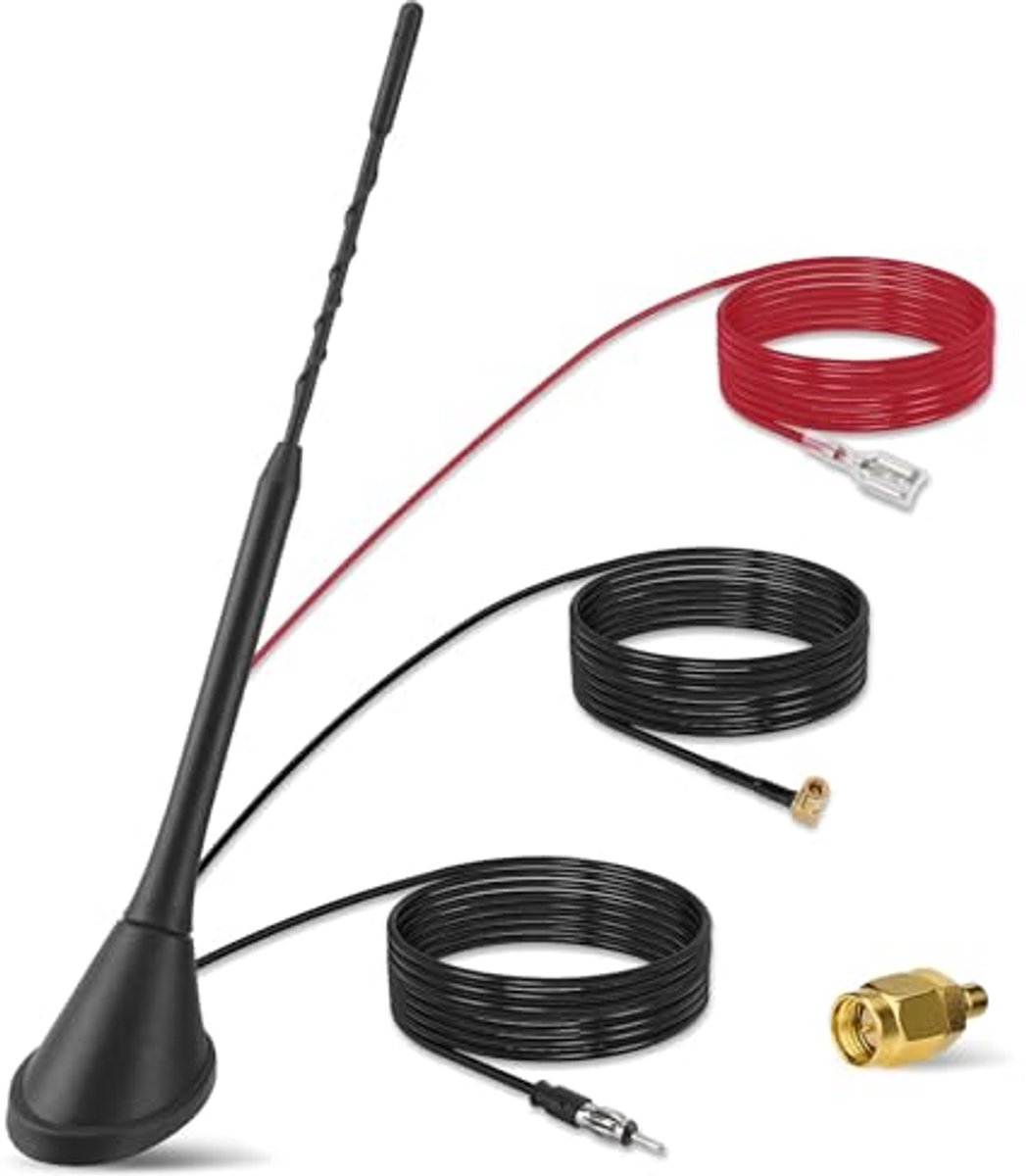 DAB/DAB+ Auto Antenne - Digitale Radio Dakantenne met Versterker + Radiosplitter en Kabel