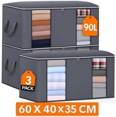 Meubelsvanjoep sac de rangement Organisateur - Sac de rangement et organisateur pour Dekbed et Vêtements - Pliable - Grijs 90 Litres - 3 Pièces