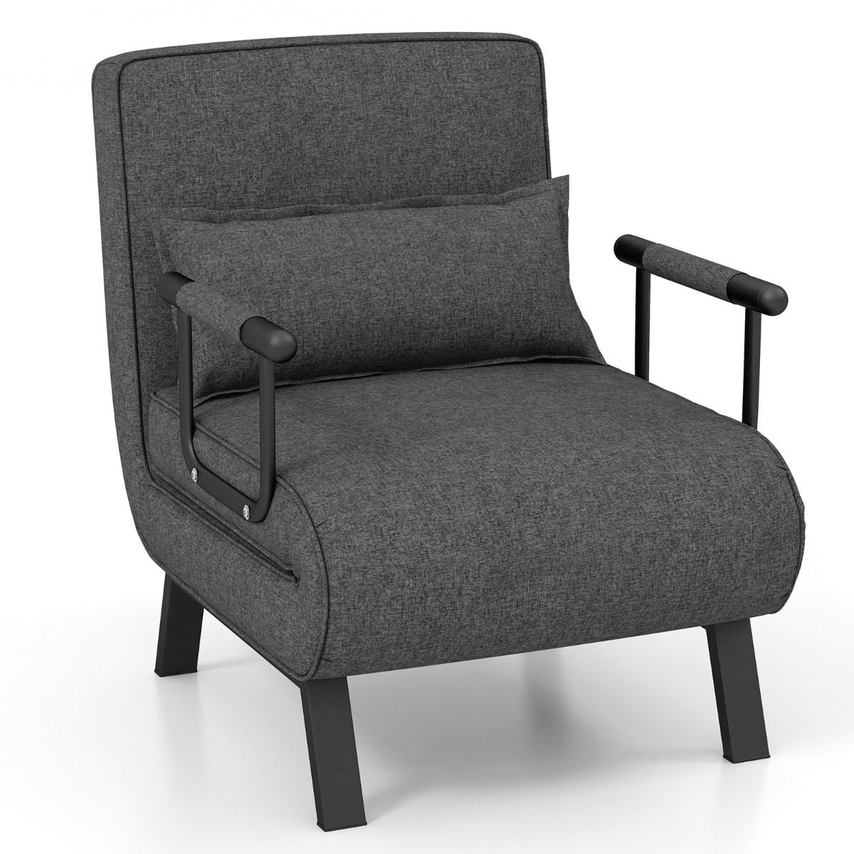 Slaapstoel - Uitklapbaar - Slaapbank - Logeerbed - Zetelbed - Slaapfauteuil - Vouwbed - 1 persoons - Zeer comfortabel - Donkergrijs