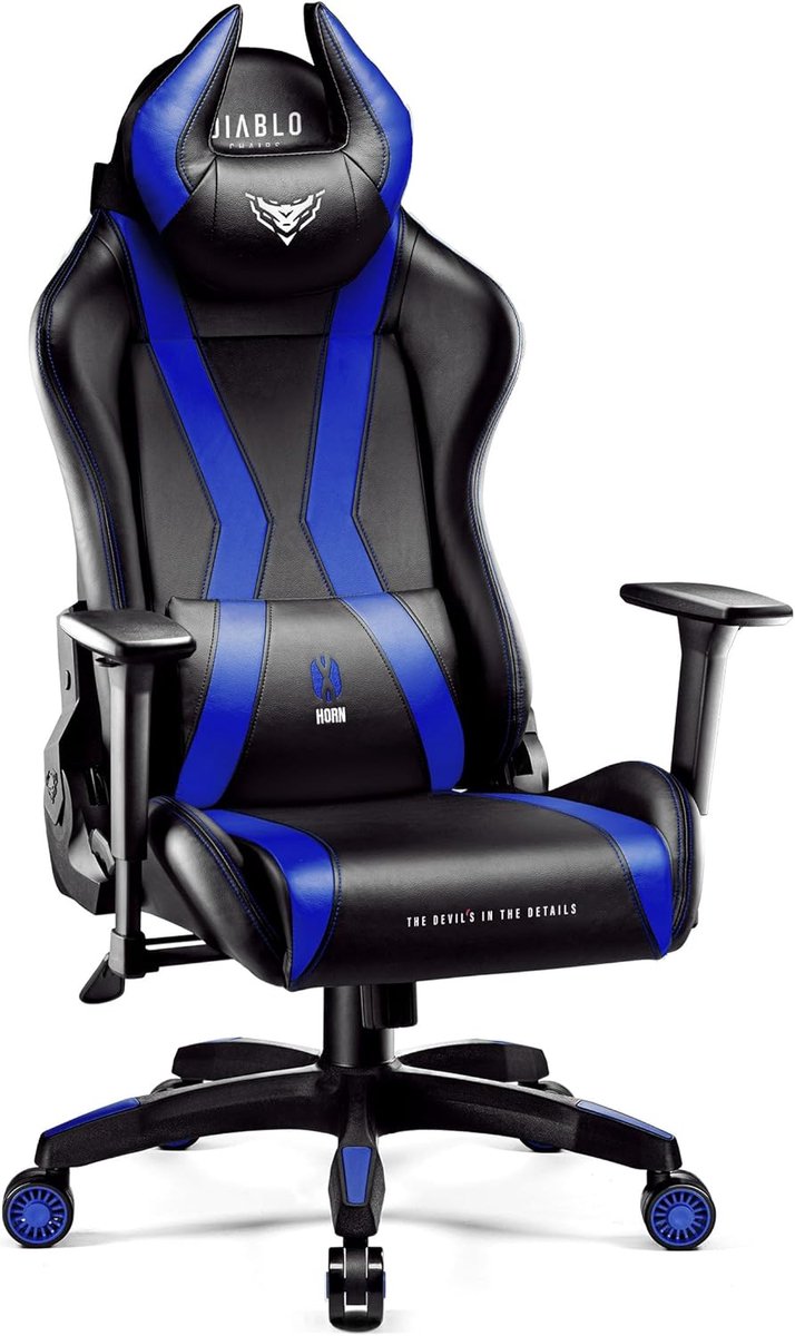 DIABLO CHAIRS - Gaming stoel X-Horn 2.0 Bureaustoel verstelbaar - Normale maat - Zwart / Blauw