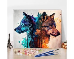 Schilderen op Nummer: Wolf DIY Kit voor Volwassenen en Kinderen – Creatief Schilderen op Canvas 40 x 50 cm