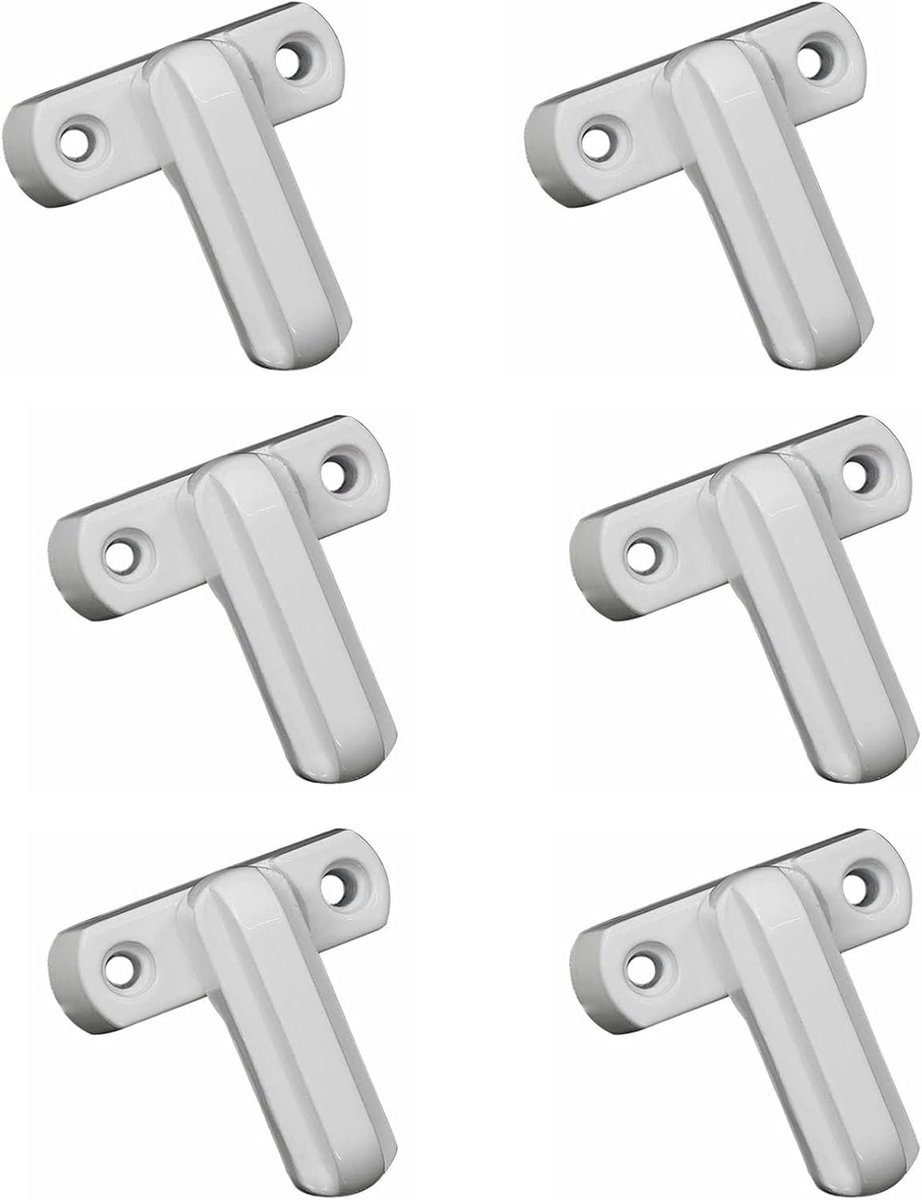Image of 6 Stukken Witte Extra Deursloten voor Ramen en Deuren - Kinderveiligheid - Met 12 Schroeven voor Enkel Raam