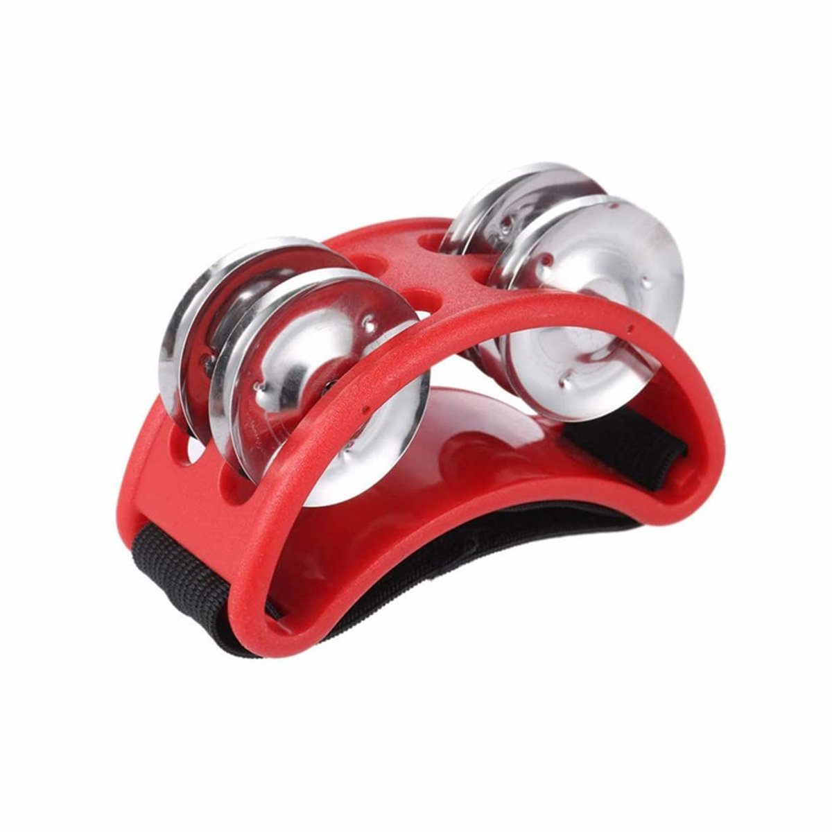 Foot Tambourine - Tamburine Drum - Jingle Bell - Portable Drum (Red)