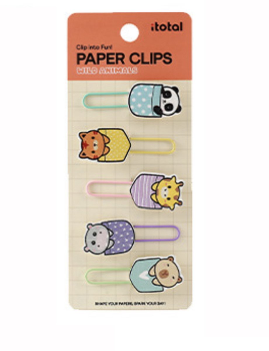iTotal Set van 5 Paper Clips Wild Animals Fantastische dieren Clip into Fun! 10gr