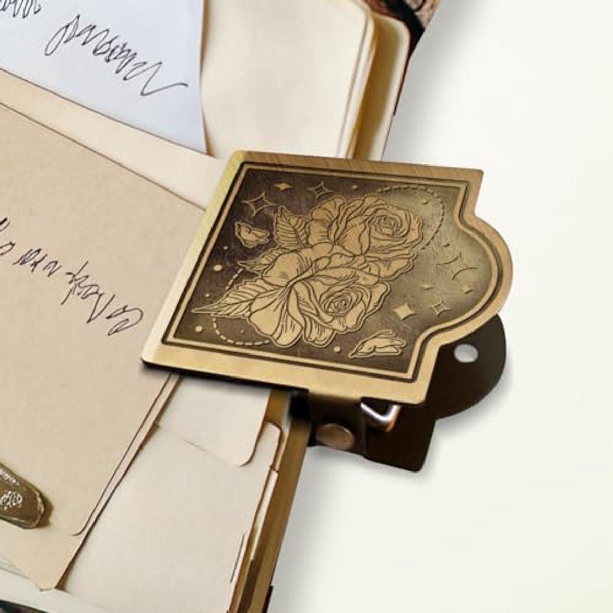 Vintage Reizigers Notebook Clip met Bloemen en Vlinders - Decoratieve Binder Clips voor Art Journaling en Lezen
