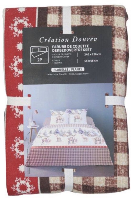 Luxe Katoen Flanel dekbedovertrek Aspen Rouge - 240x220 van Merkloos — afbeelding 3