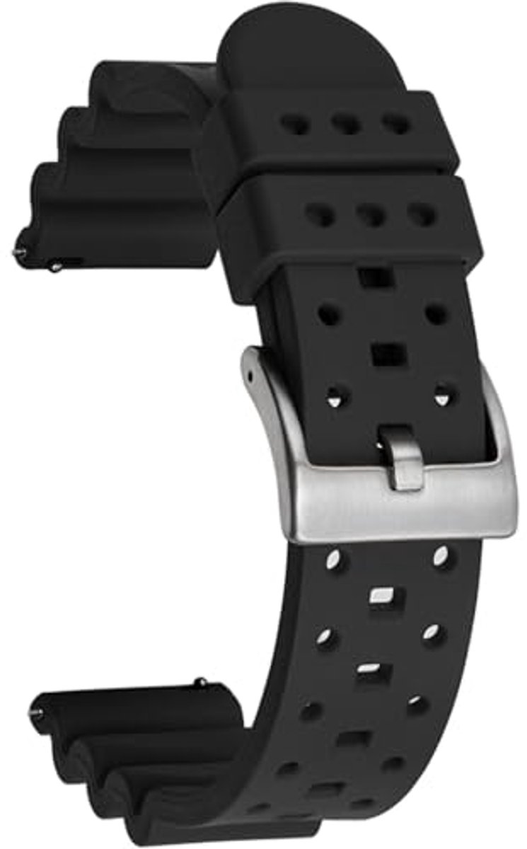 Ademend Rubber Horlogeband met Snelsluiting voor 18mm, 20mm, 22mm en 24mm