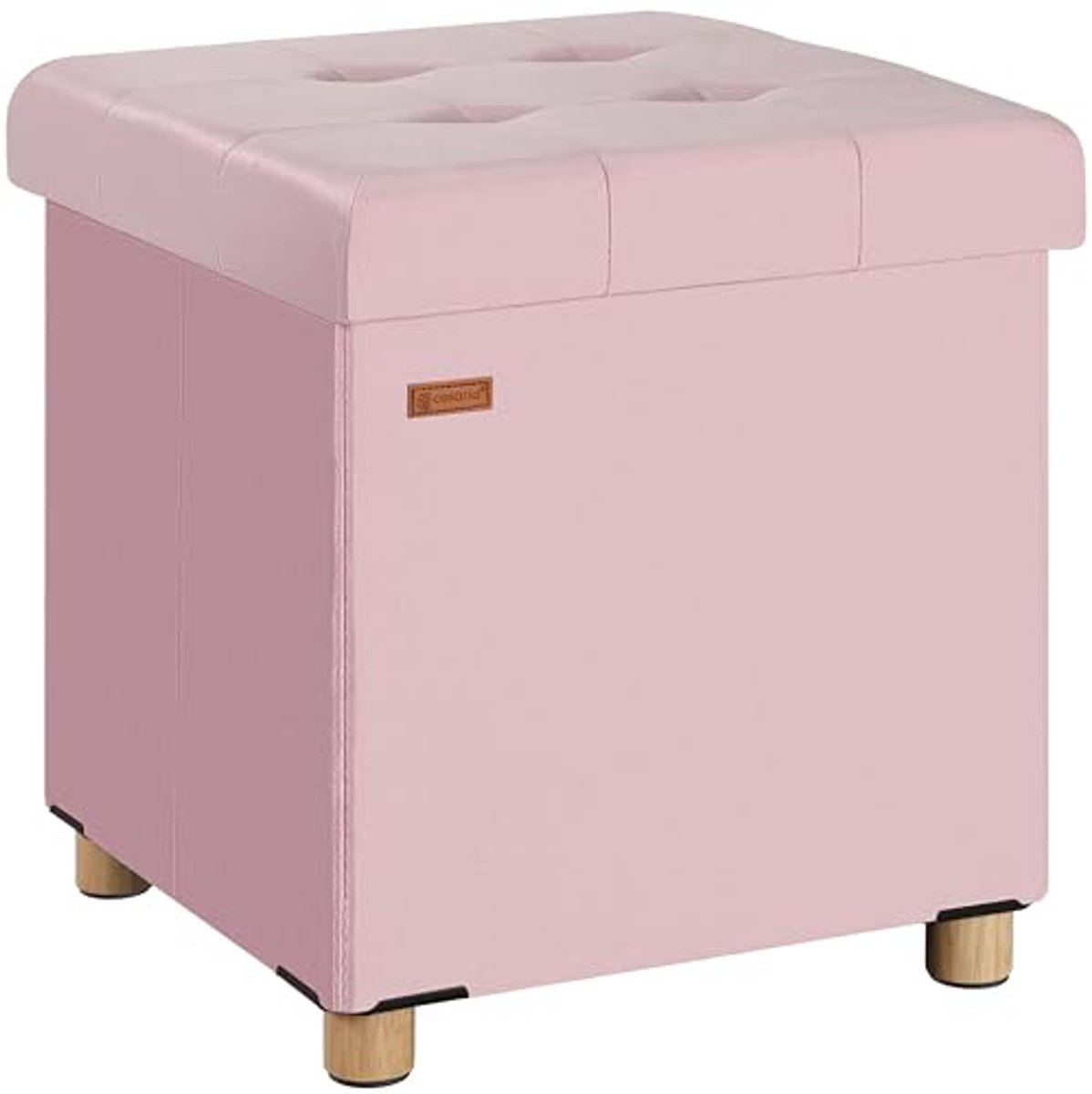 Pouf Velvet met Opbergruimte - Vouwbaar en Stevig tot 300 kg - 38x38x42cm - Roze