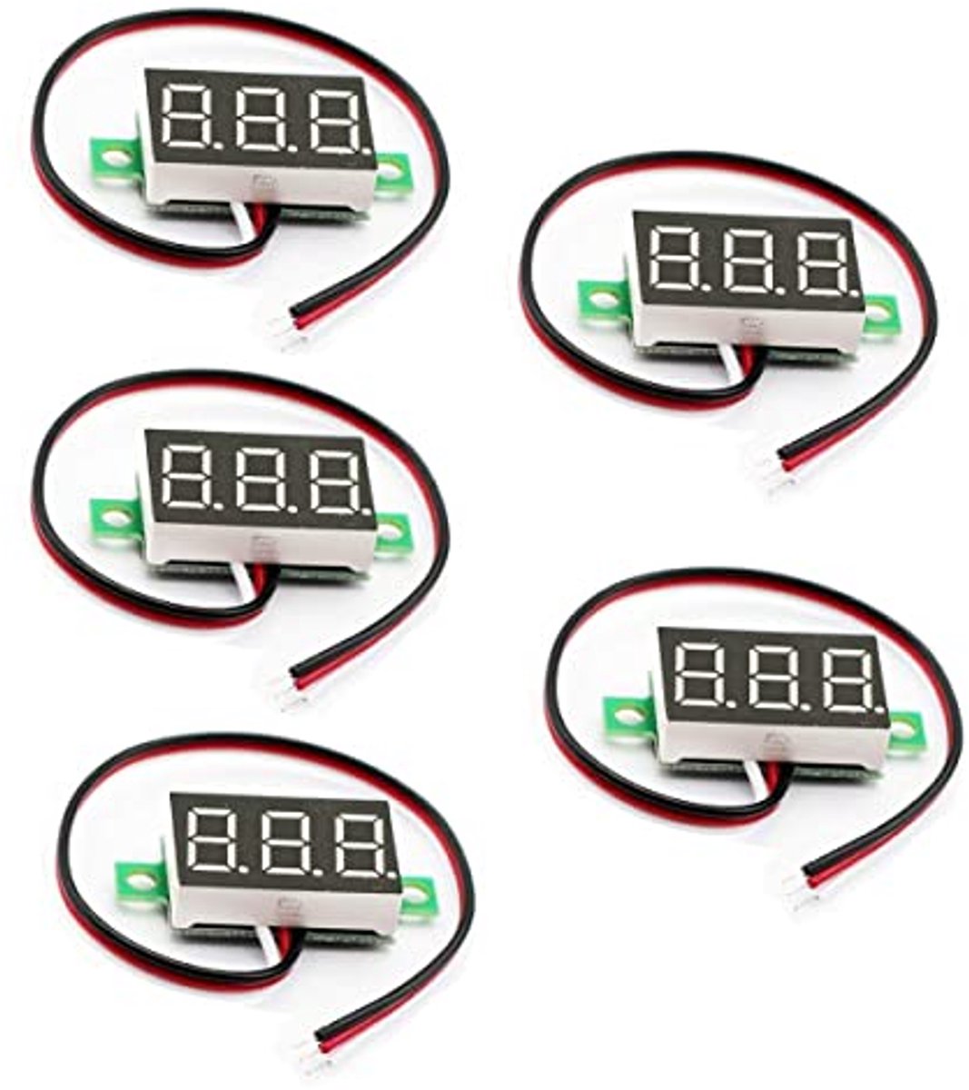 5 Stuks Digitale Voltmeter 0-30V - Rood LED Display - Panel Mount Meter voor Auto en Motor