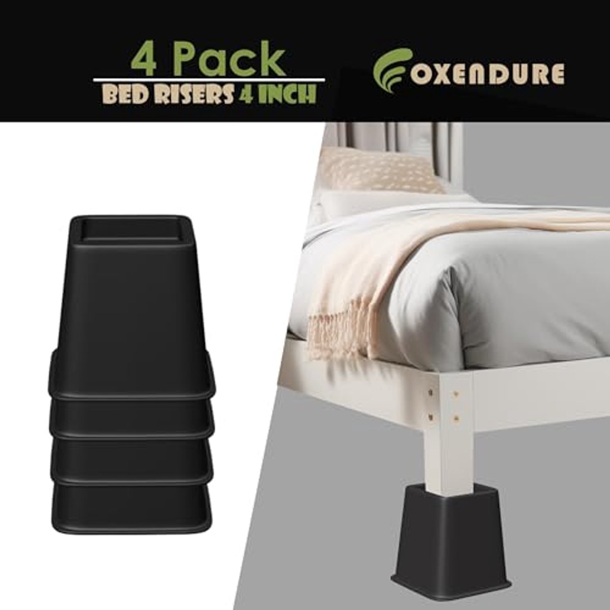 Bedmeubelverhoger 4 inch - veelzijdige meubelverhoger met 250 kg ondersteuning - set van 4