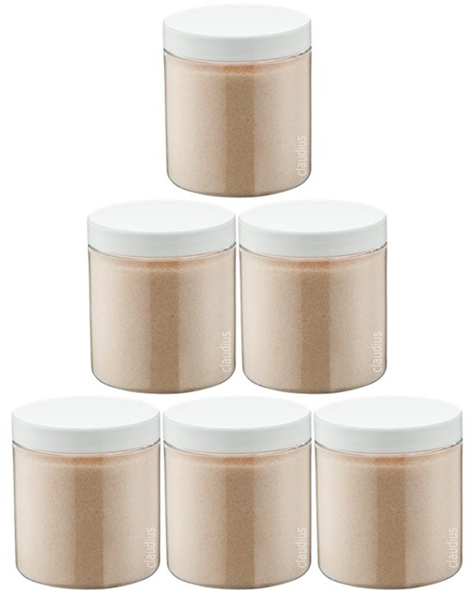 Scrubzout Amandel 300 gram - Pot met witte deksel - set van 6 stuks - Hydraterende Lichaamsscrub