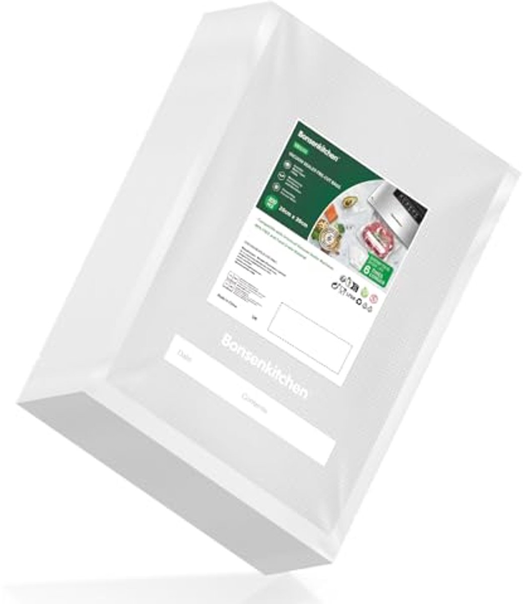Vacuum Rollen en Zakjes Waardepakket - 100 Stuks 20 x 30 cm, Geschikt voor Vriezer en Magnetron - 100% BPA Vrij