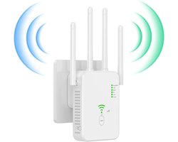 1x WiFi Versterker Buiten - 1200 Mbit/s Dualband Repeater - WPS & Ethernet Poort - Voor Tuin, Garage & Kantoor