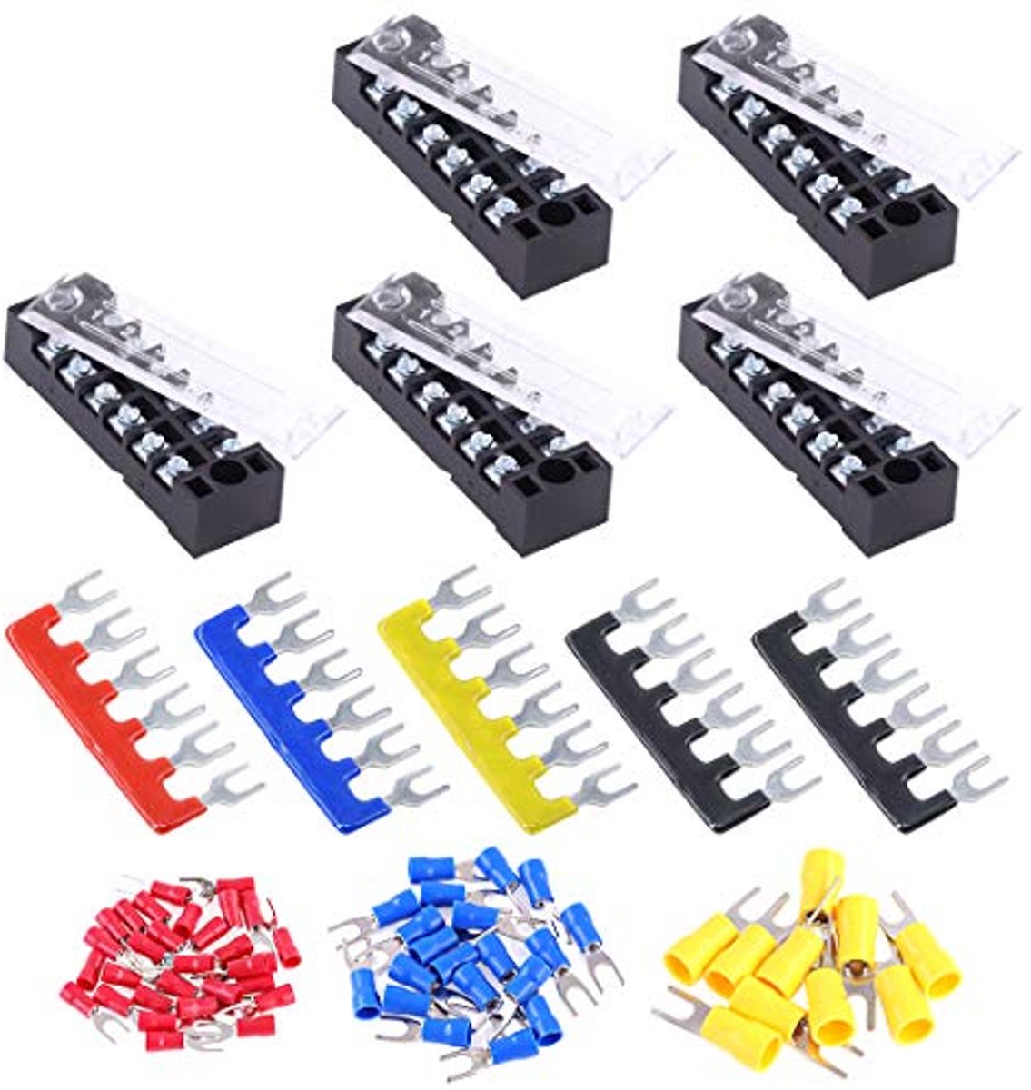 70 Stks Terminal Block Set met Schroef Terminals en Voorgeïsoleerde Barrier Strips