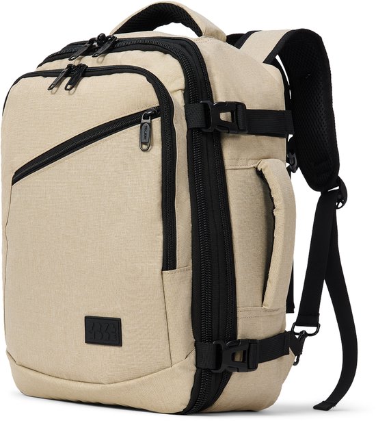 TRVLMORE 25L Reistas - Handbagage Rugzak - Underseater - Rugtas - Past Binnen 40x30x20 - Weekendtas - Spatwaterdicht - Dames en Heren - Beige