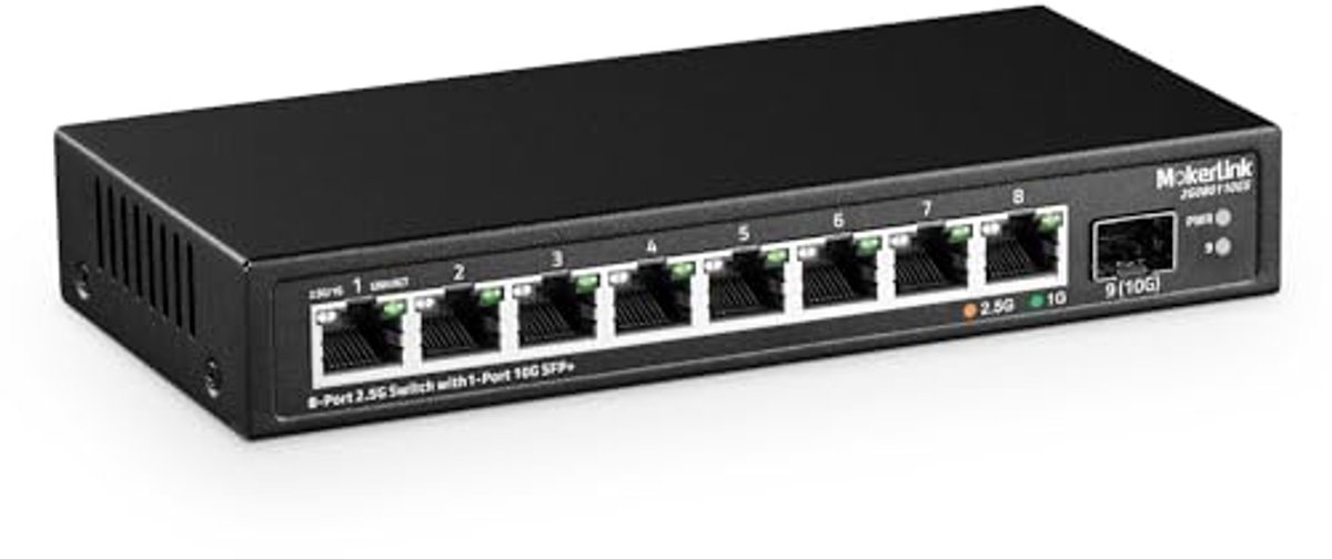 8-poorts 2.5Gigabit Ethernet Switch met 10G SFP-slot en Fanless ontwerp