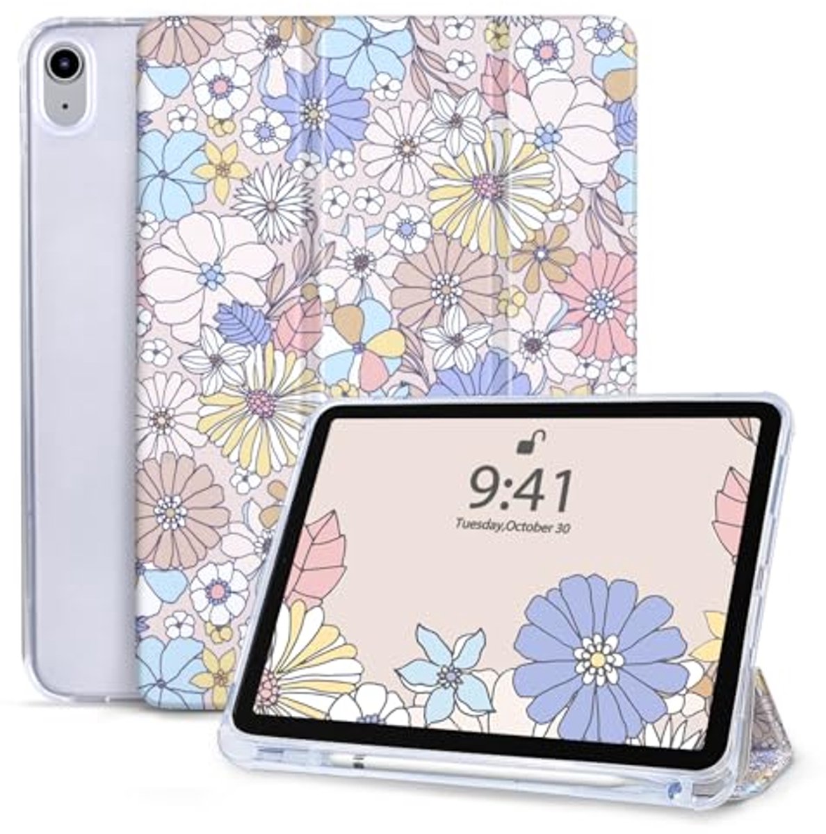 10,9 inch hoesje voor iPad 11e generatie en iPad 10e generatie - Lichtgewicht Smart Cover met Potloodhouder en Drie-voudige Stand