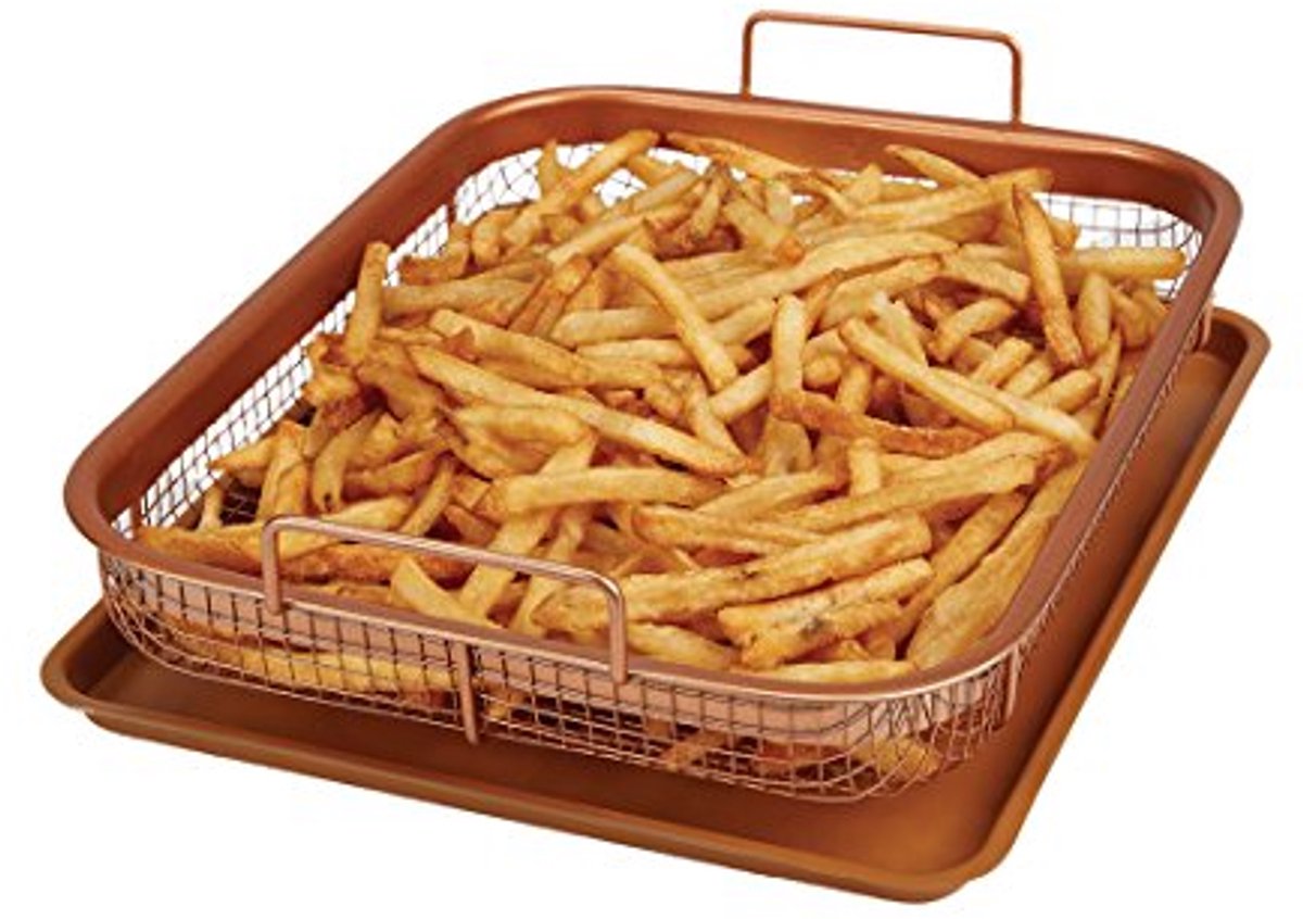 Crisper anti-aanbak oven bakplaat met verhoogde mand - 2-delige set
