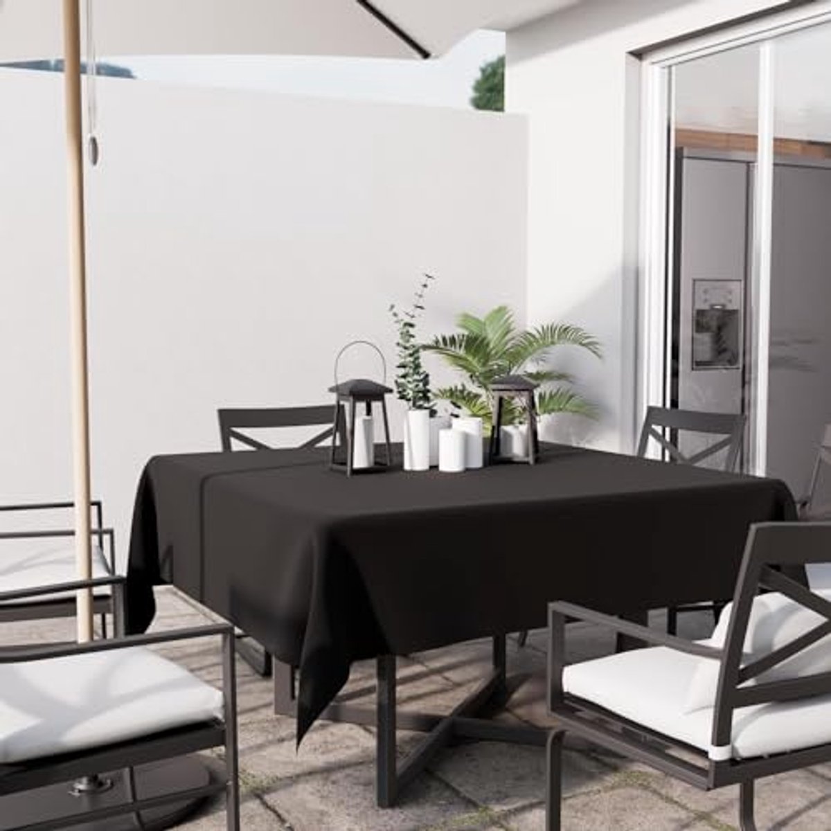 Waterdicht Polyester Tafelkleed Vierkant 140 x 140 cm Zwart
