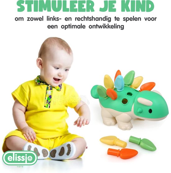 Elissio® - Fijne Motorieke Dinosaurus - Sensorisch Speelgoed - Montessori Fijne Motoriek Kinderspeelgoed vanaf 6 Maanden - Educatief Baby Speelgoed 1 Jaar - Peuter & Kleuter Speelgoed 2-3 Jaar - Cadeau voor Meisjes & Jongens van Merkloos — afbeelding 5