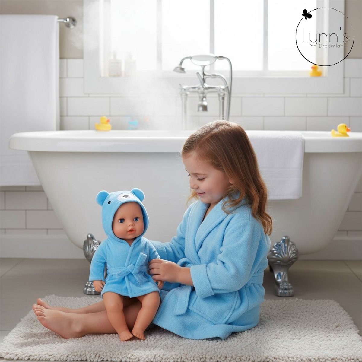 Poppenkleertjes voor babypop 43 cm - Blauwe beer badjas - In cadeauzakje - Poppenkleding geschikt voor o.a. Baby Born pop — afbeelding 13