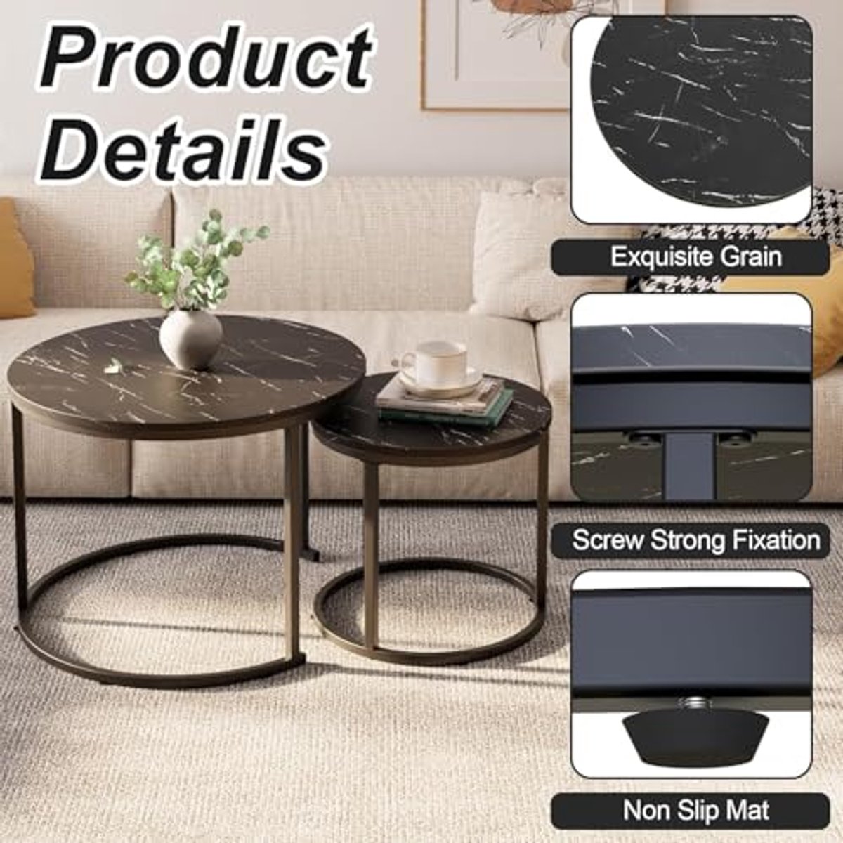 Ronde Salontafel Set van 2 voor Woonkamer – Minimalistisch en Functionaliteit