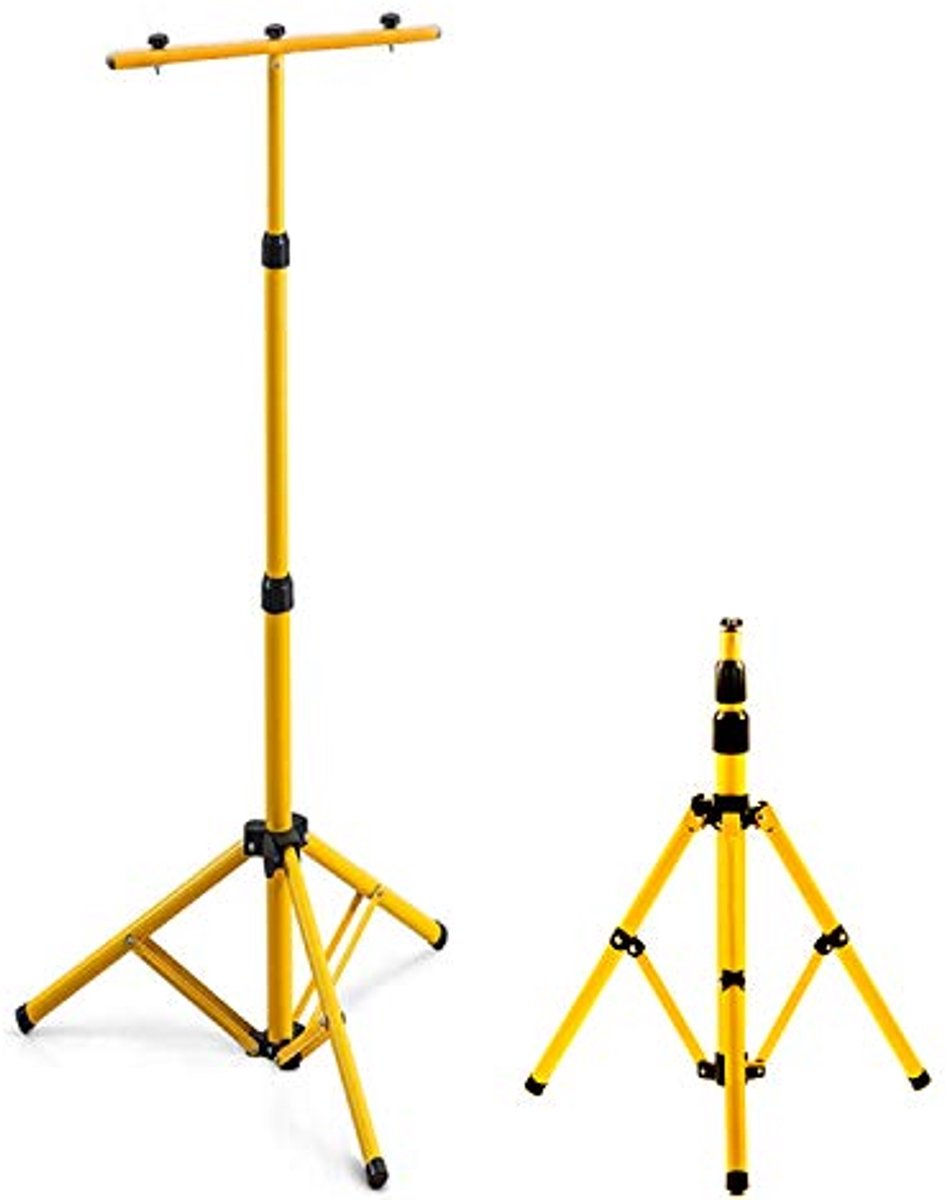 Telescopisch statief voor bouwspots en led-schijnwerpers, verstelbaar van 64 tot 160 cm, dubbele houder voor 2 lampen