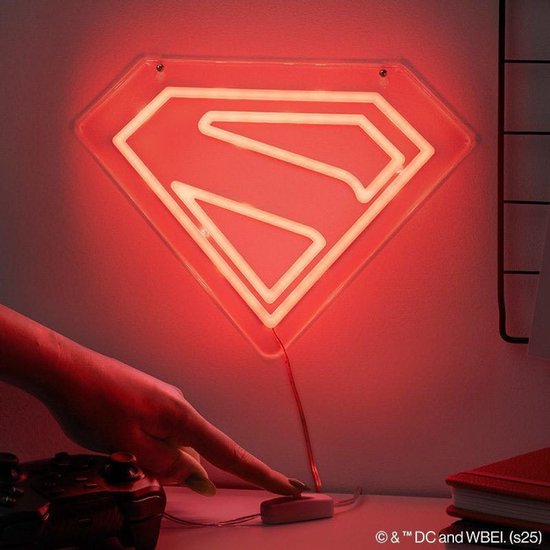 DC Comics LED Wall Lamp Light Superman Neon van Paladone Products — afbeelding 3