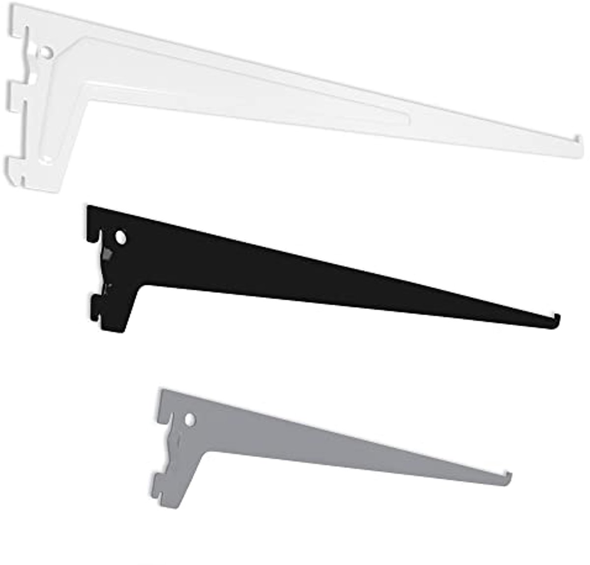 Set van 10 Plankdragers met Grafstand 50mm - Enkel 25cm Wit voor Wandmontage