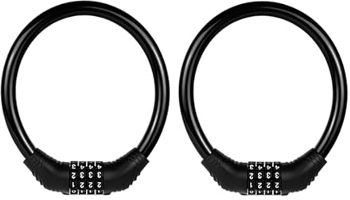 Fietsslot Kabel - Heavy Duty Anti-diefstal Beveiliging met 4-cijferige Combinatie - 2 Stuks