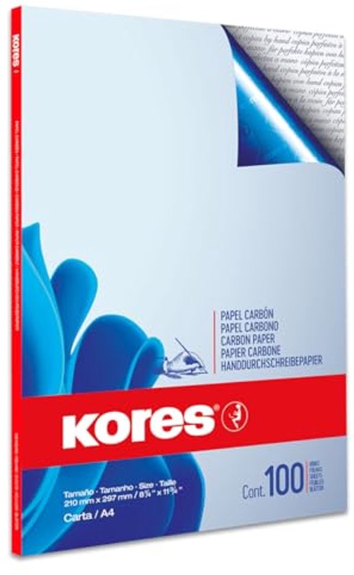 Lot De 10 Feuilles Papier Carbone Kores 1200 DIN A4 - Noir