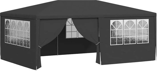 Partytent opvouwbaar - Paviljoen - 4x6 - Easy up - Waterdicht - met Zijwanden - Weerbestendig - Antraciet