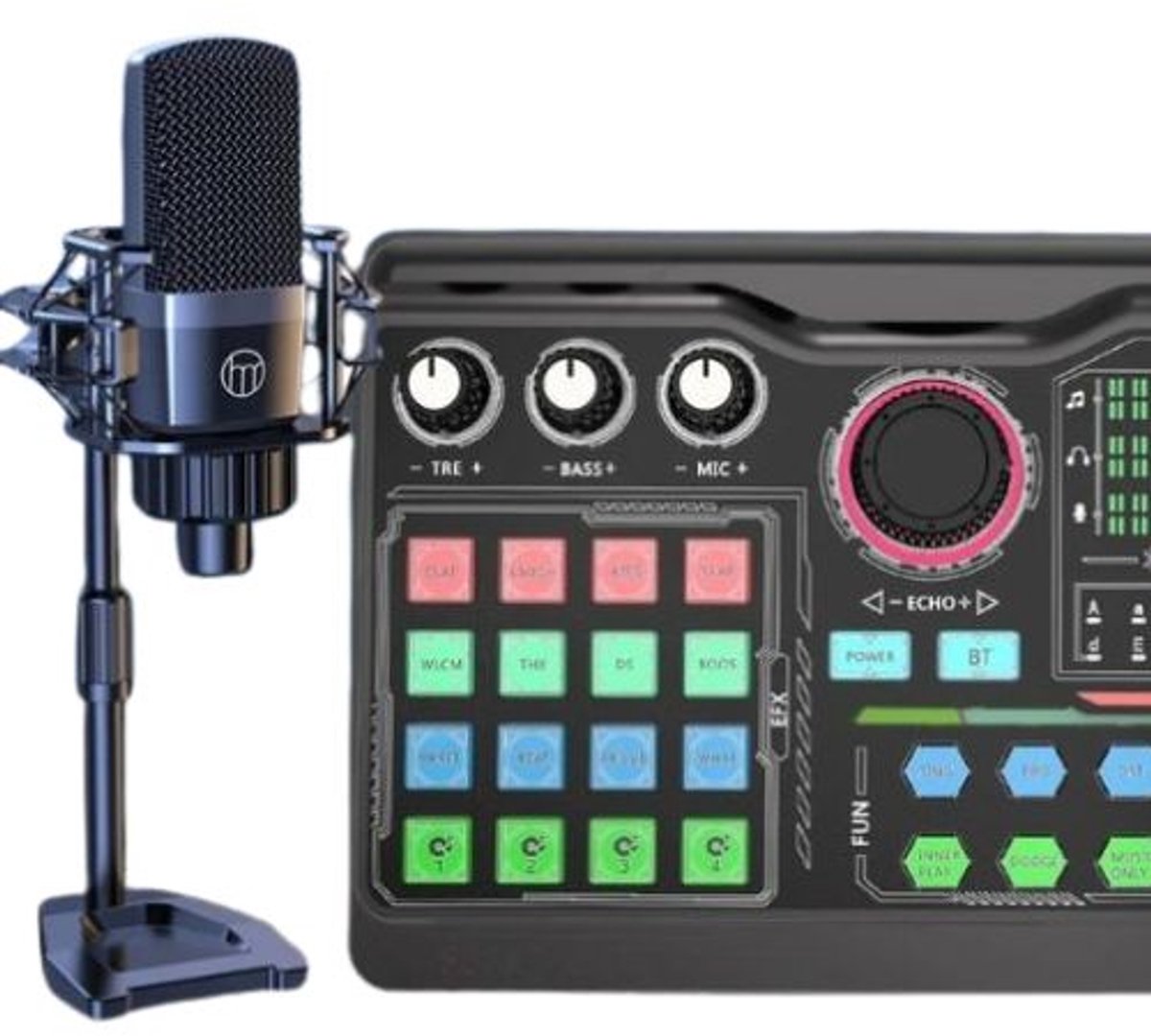 Professionele podcastmicrofoon SoundCard-kit - Pc - Smartphone - Laptop - Computer- Vlog- opname - Live streaming