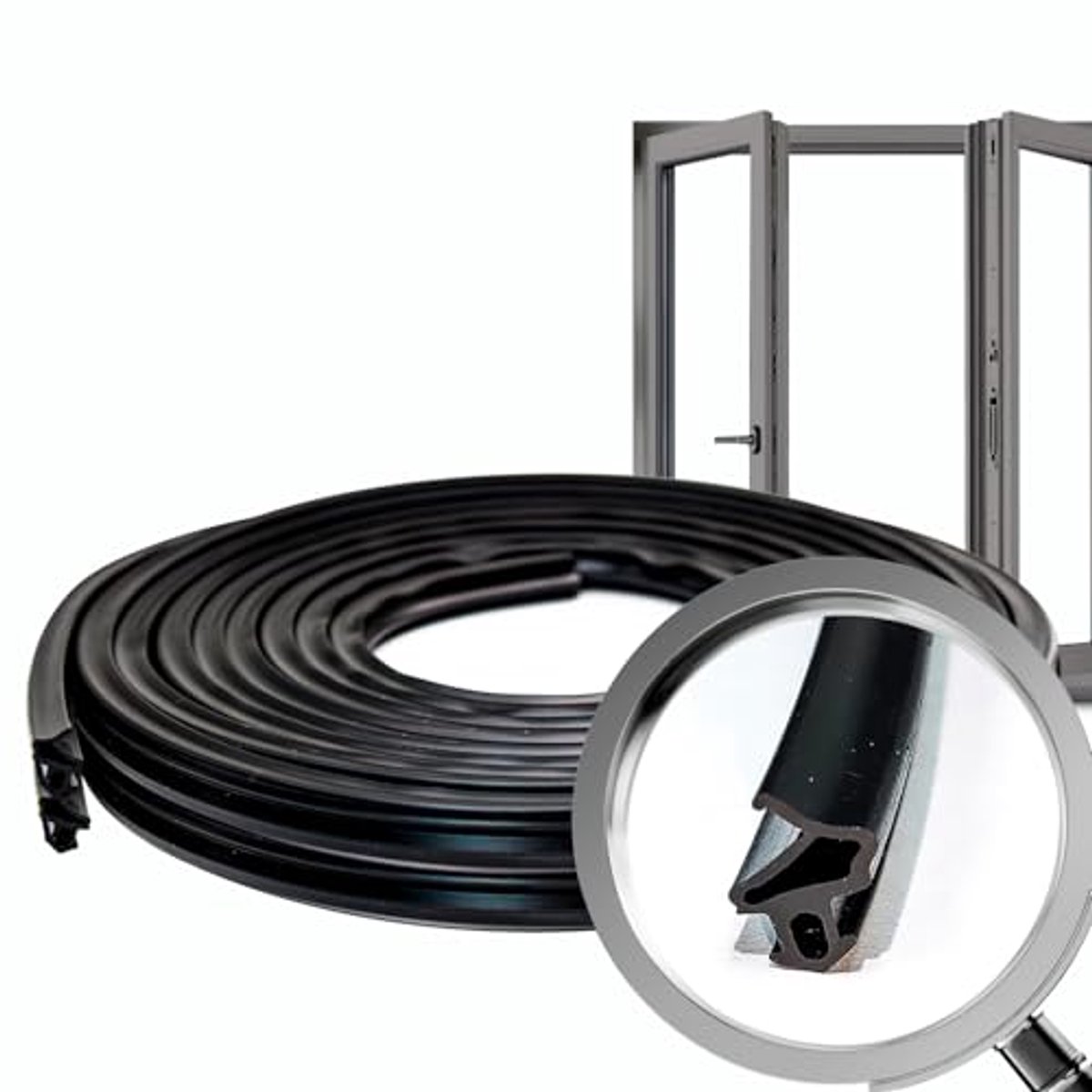 Rubberen vensterafdichting voor raamisolatie - 50 meter zwart