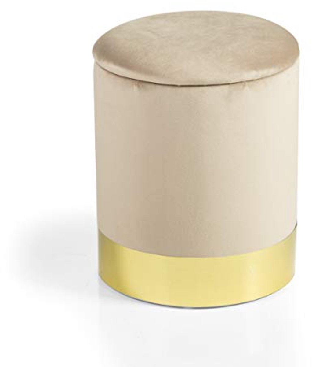Opslag Ottoman in fluweel met vergulde basis stijl glam Beige