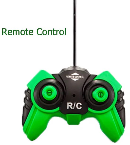 Groen en zwarte afstandsbediening voor RC-speelgoed.