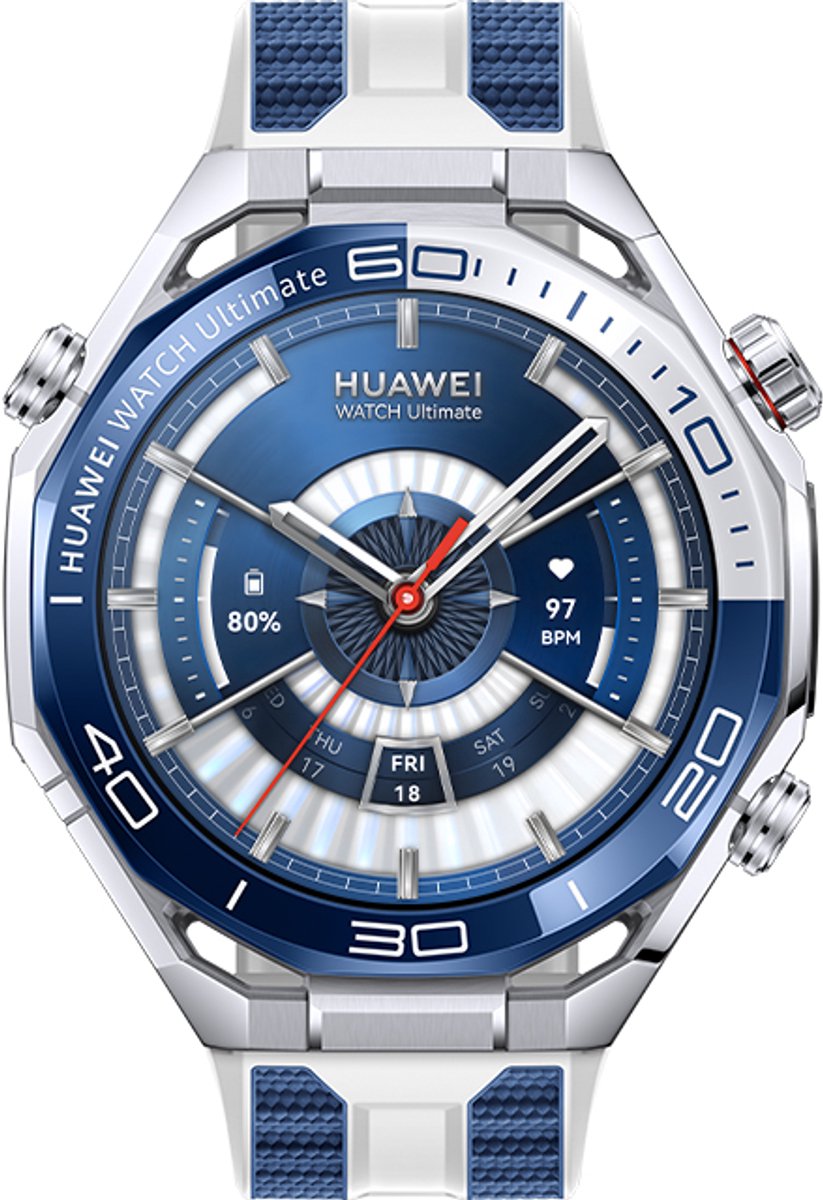 Bol.com HUAWEI WATCH Ultimate 2 Blauw | 150m duiktechnologie | Communicatie onderwater op basis van sonar | Multi sensing X-TAP ... aanbieding