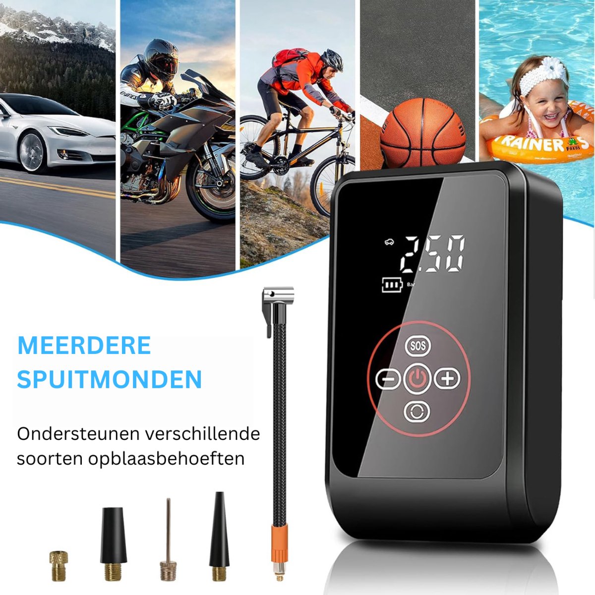 Autobanden Pomp - Elektrische Fietspomp - Compressor - Luchtcompressor thumbnail 6