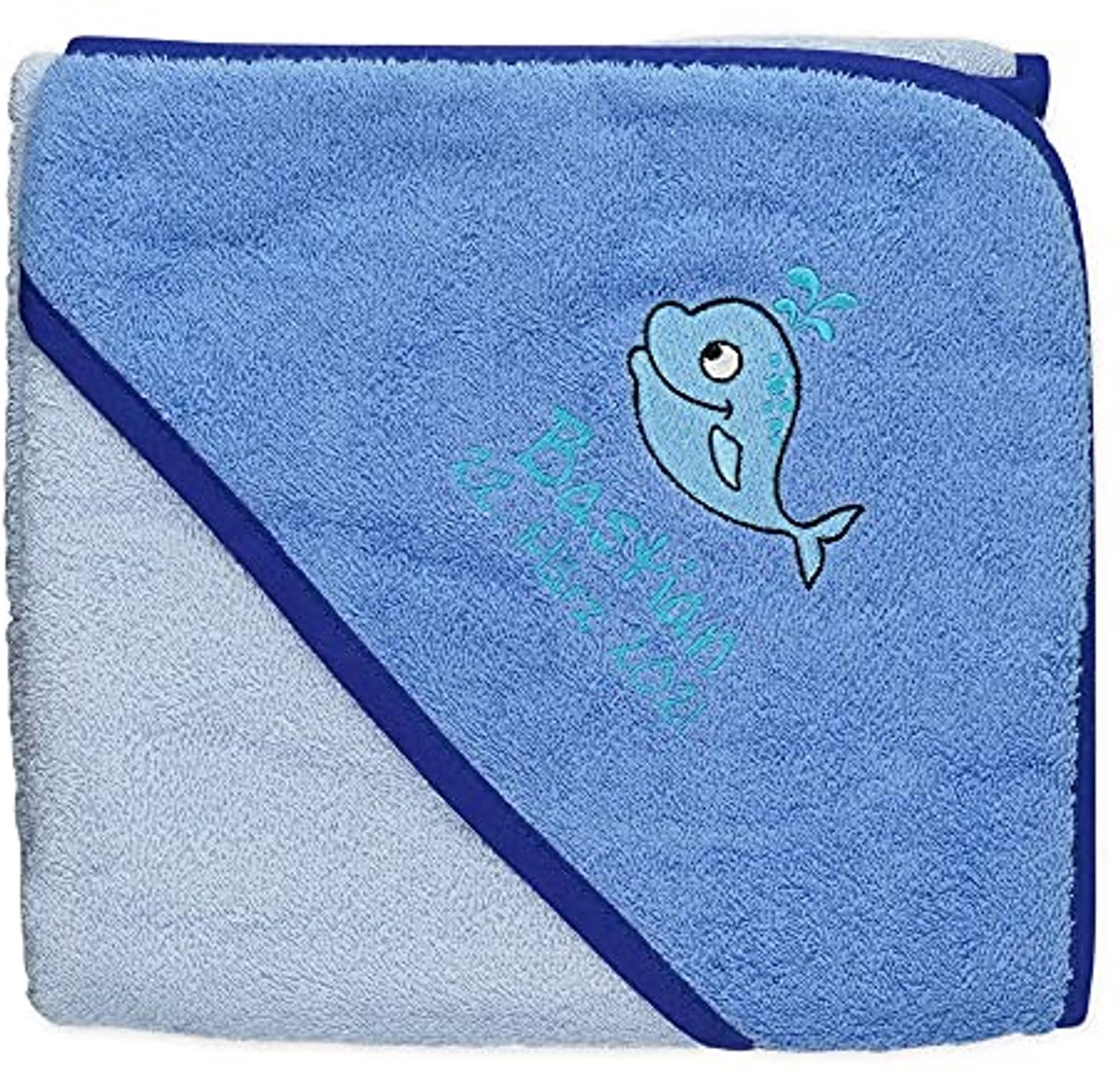 Gepersonaliseerde Capuchonhanddoek voor Baby's en Kinderen - Blauw - 140x140 cm