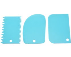 Go Go Gadget - Deegschraper - Deegkrabber - Deegsteker - Fondant Schraper - Keukentool - Cake - 1 set van 3 stuks - Blauw