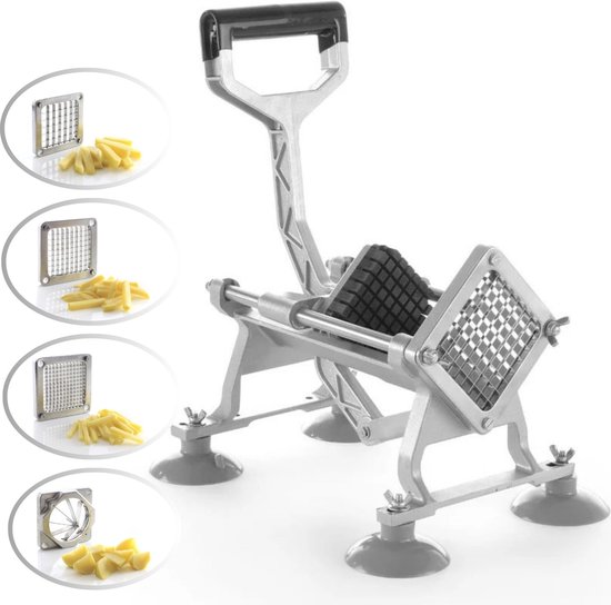 AXIMO Frietsnijder - Patatsnijder Aluminium - Fritessnijder Professioneel - Inclusief vier RVS messen - 43x16,8x(H)29cm - Ook voor groentes