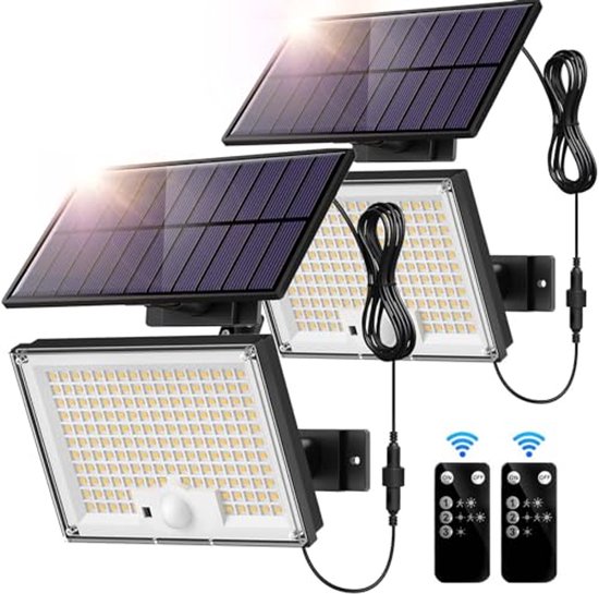 GRIFEMA Spot LED d'extérieur solaire avec capteur de mouvement, 100 LED