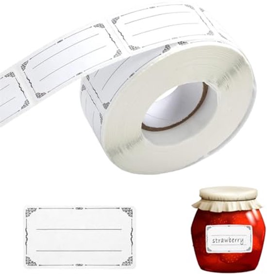 NEODTX Zelfklevende Etiketten – 600 Stuks, 30x50 Mm, Wit, Beschrijfbaar, Voor Flessen, Potten, Kruiden En Geschenkdozen