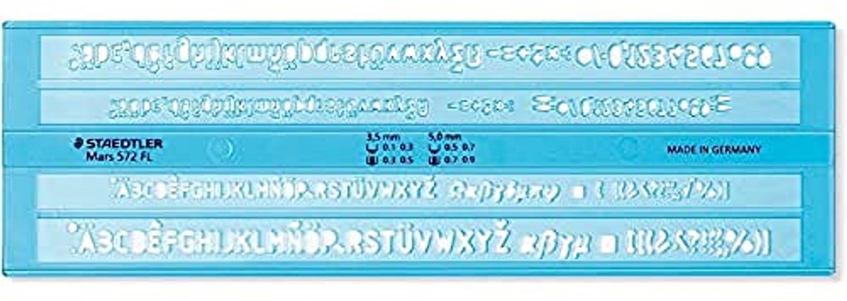 Tekstsjabloon voor Tekenen en Schrijven - Hoogte 3,5 mm en 5 mm, Blauw-Transparant